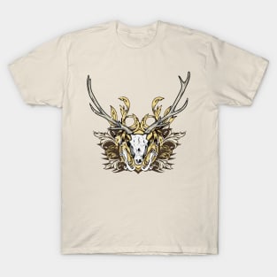 Deer Skull with Engraved Floral T-Shirt